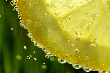 Image showing lemon in water background with water drops