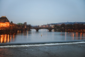 Image showing Charles Bridge in Prague at dawn Czech Republic