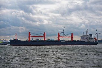 Image showing Large oil tanker in canal