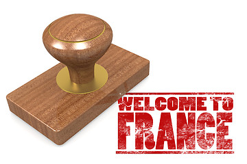 Image showing Red rubber stamp with welcome to France