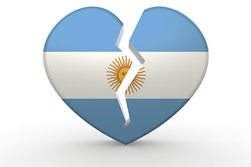 Image showing Broken white heart shape with Argentina flag