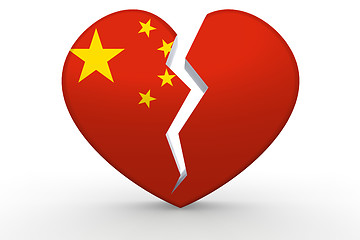 Image showing Broken white heart shape with China flag