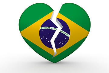 Image showing Broken white heart shape with Brazil flag