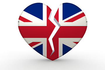 Image showing Broken white heart shape with United Kingdom flag