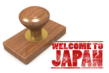 Image showing Red rubber stamp with welcome to Japan