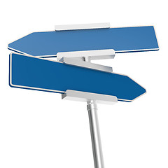 Image showing Blue signboard with metal pole