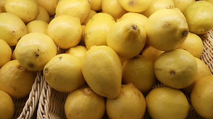 Image showing Freshly picked lemons in basket 