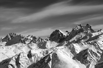 Image showing Black and white mountains in winter