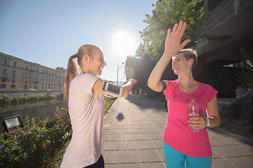 Image showing congratulate and happy to finish morning workout