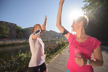 Image showing congratulate and happy to finish morning workout