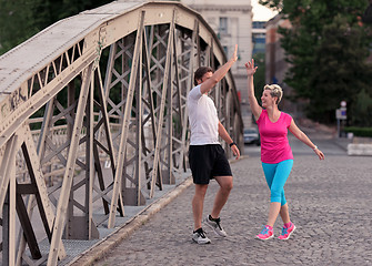 Image showing couple congratulate and happy to finish