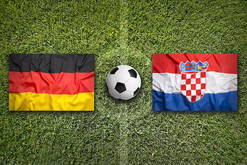 Image showing Germany vs. Croatia flags on soccer field