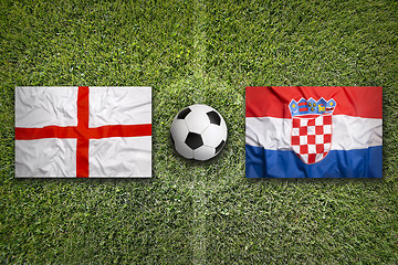 Image showing England vs. Croatia flags on soccer field