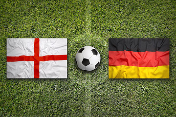 Image showing England vs. Germany flags on soccer field