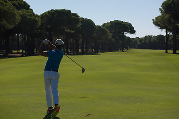 Image showing golf player hitting shot