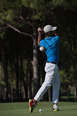 Image showing golf player hitting shot