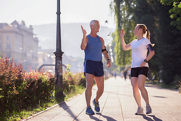 Image showing couple congratulate and happy to finish