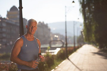 Image showing portrait of handsome senior jogging man