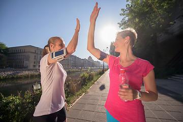 Image showing congratulate and happy to finish morning workout