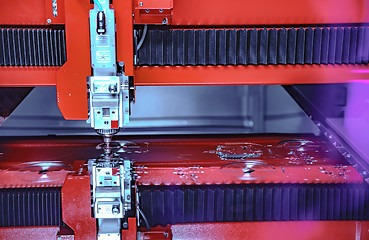 Image showing CNC Laser cutting of metal, modern industrial technology.