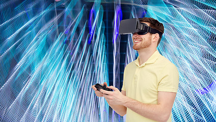 Image showing man in virtual reality headset or 3d glasses