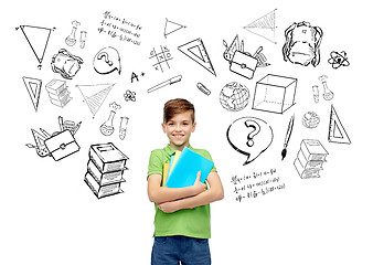 Image showing happy student boy with folders and notebooks