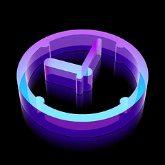 Image showing Time icon: 3d neon glowing Clock made of glass, vector illustration.