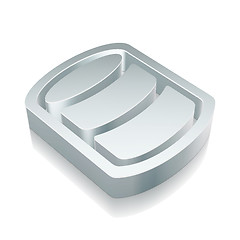 Image showing Programming icon: 3d metallic Database with reflection, vector illustration.