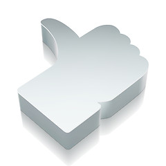 Image showing Social network icon: 3d metallic Thumb Up with reflection, vector illustration.