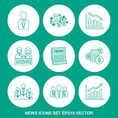 Image showing Set of news Green icons. EPS 10, vector illustration.