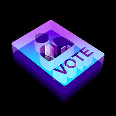 Image showing Politics icon: 3d neon glowing Ballot made of glass, vector illustration.