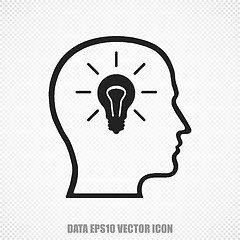 Image showing Data vector Head With Lightbulb icon. Modern flat design.