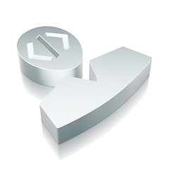 Image showing Programming icon: 3d metallic Programmer with reflection, vector illustration.