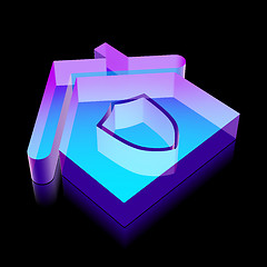 Image showing Finance icon: 3d neon glowing Home made of glass, vector illustration.