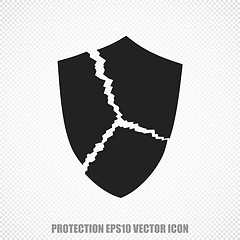 Image showing Safety vector Broken Shield icon. Modern flat design.