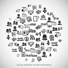 Image showing Black doodles Hand Drawn Social Network Icons set on White. EPS10 vector illustration.