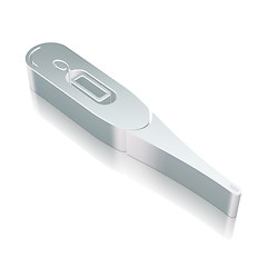 Image showing Health icon: 3d metallic Thermometer with reflection, vector illustration.