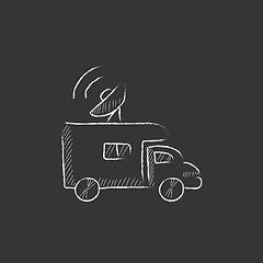 Image showing Broadcasting van. Drawn in chalk icon.