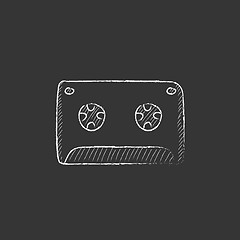 Image showing Cassette tape. Drawn in chalk icon.
