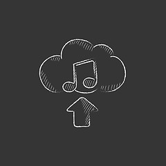 Image showing Upload music. Drawn in chalk icon.