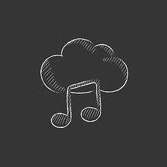 Image showing Cloud music. Drawn in chalk icon.