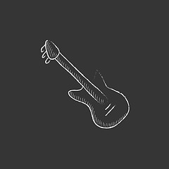 Image showing Electric guitar. Drawn in chalk icon.