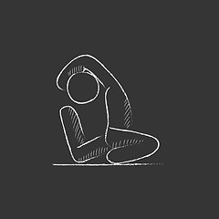 Image showing Man practicing yoga. Drawn in chalk icon.