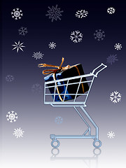 Image showing Gift in a shopping cart