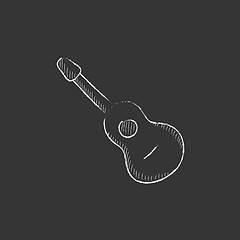 Image showing Acoustic guitar. Drawn in chalk icon.