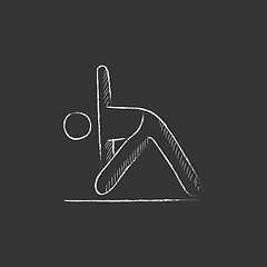 Image showing Man practicing yoga. Drawn in chalk icon.