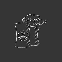 Image showing Nuclear power plant. Drawn in chalk icon.