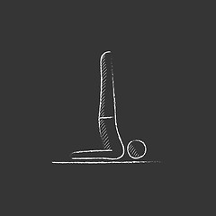 Image showing Man practicing yoga. Drawn in chalk icon.