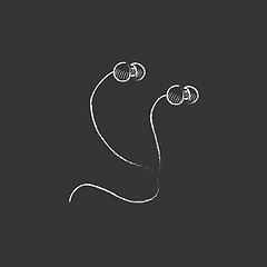 Image showing Earphone. Drawn in chalk icon.