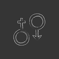 Image showing Male and female symbol. Drawn in chalk icon.